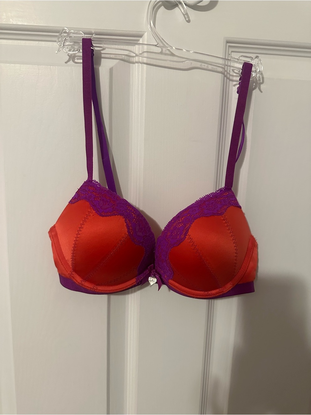 La SENZA Red Bra with Purple Lace Accent